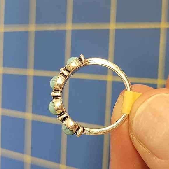 Turquoise Stone Dark Silver Tone Ring - Picture 2 of 3